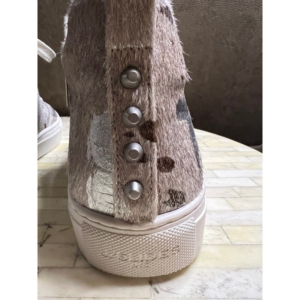 J/Slides Ludlow Metallic Calf Hair High-Top Sneakers - Picture 6 of 12